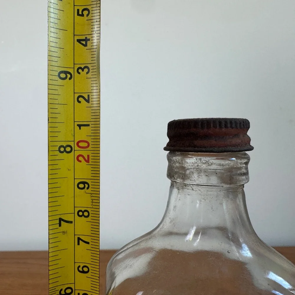 Vintage Furst-McNess Co‎ Freeport ILL USA Embossed Clear Glass Bottle Rusty Cap